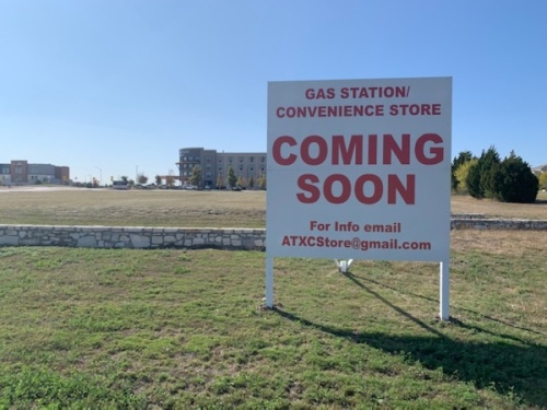 A new gas station and convenience store is coming to the property in front of the Courtyard by Marriott in Pflugerville. (Joe Warner/Community Impact Newspaper)