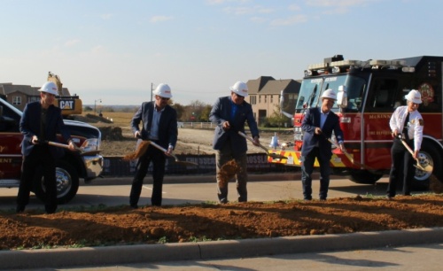 Officials from the McKinney Fire Department and the city break ground on Fire Station No. 11. (William C. Wadsack/Community Impact Newspaper)