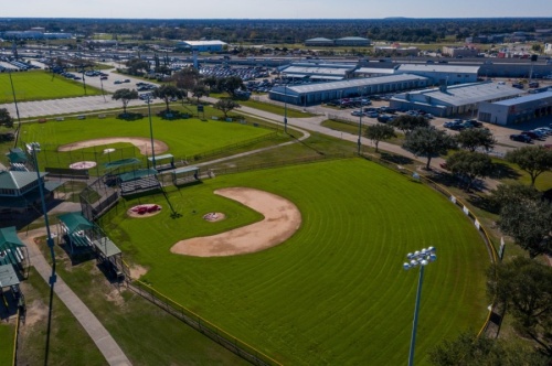 The Chester L. Davis Sportsplex includes 26 athletic fields. Another 15 fields are proposed to be built on the west side, at the future Bay Colony Park. (Nathan Colbert/Community Impact Newspaper)