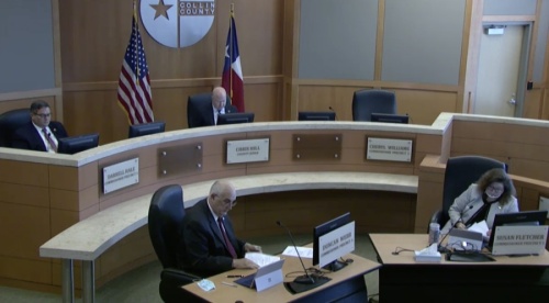 Collin County commissioners unanimously agreed to allow Judge Chris Hill to sign amended contracts that will allow Frisco, McKinney, Plano and Allen to move funds to provide food cards as part of the county’s housing assistance program. (Screenshot courtesy Collin County)