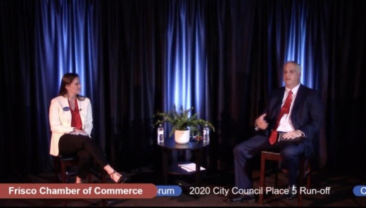 Laura Rummel and Dan Stricklin answered questions about themselves ahead of the December runoff election for Frisco City Council. (Screenshot by Miranda Jaimes/Community Impact Newspaper)