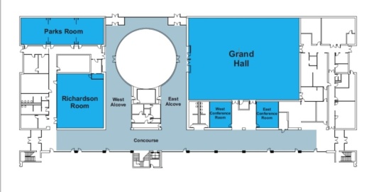 The areas shown in blue make up rentable areas of the Civic Center. (Courtesy city of Richardson)