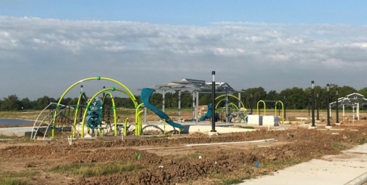 In August, the Ivy District put up the pavilion and trellis, as well as playground equipment. (Courtesy Pearland Economic Development Corp.)