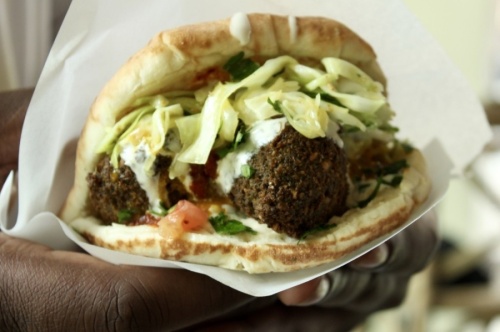 Falafel—served in a pita or without one—is TLV's most ordered dish. (Courtesy TLV)