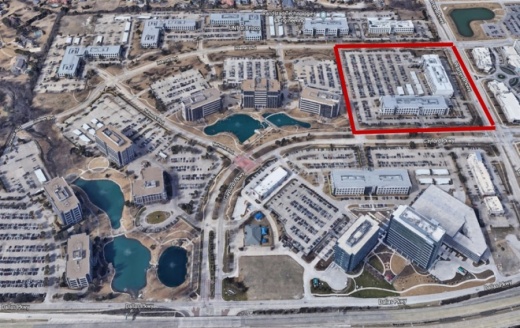 The portion of Hall Park to be redeveloped is at the corner of Warren and Gaylord parkways. (Courtesy city of Frisco)