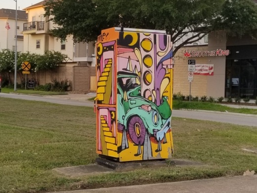 League City wants to paint traffic utility boxes with miniature murals, similar to those seen in Houston. (Jake Magee/Community Impact Newspaper)