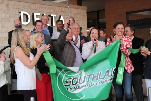 Southlake Mayor Laura Hill, chamber of commerce members and others attended the hotel's ribbon-cutting ceremony Dec. 9. (Sandra Sadek/Community Impact Newspaper)