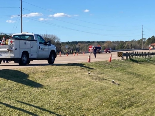 A road closure at intersection of Hwy. 105 at South Pine Lake Road was caused by a nearby gas leak and lasted approximately 8 hours. (Courtesy Conroe Fire Department)