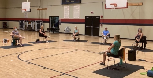 Active adults meet for a socially distanced fitness class programmed by the McKinney Senior Recreation Center. (Courtesy McKinney Parks and Recreation)