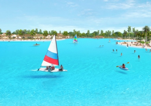 Crystal Lagoon with sailboat on the water