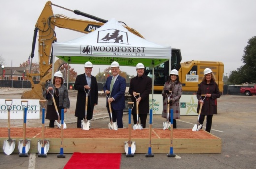 The Woodforest National Bank groundbreaking ceremony was attended by bank representatives and several city and county leaders and officials. (Courtesy Liz Grimm PR)