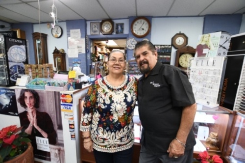 Co-run by husband-wife duo Adelaida and Homero Capetillo, Mr. C Watch & Clock Repair has been operating since 1995. (Hunter Marrow/Community Impact Newspaper)