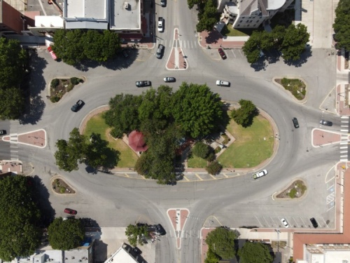 The city of New Braunfels is seen from above. (Warren Brown/Community Impact Newspaper)