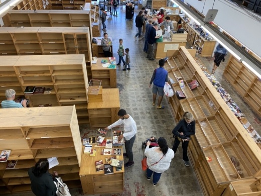 Bare bookshelves greeted Half Price customers March 8, the bookstore’s last day open at its Rice Village location. (Hunter Marrow/Community Impact Newspaper)