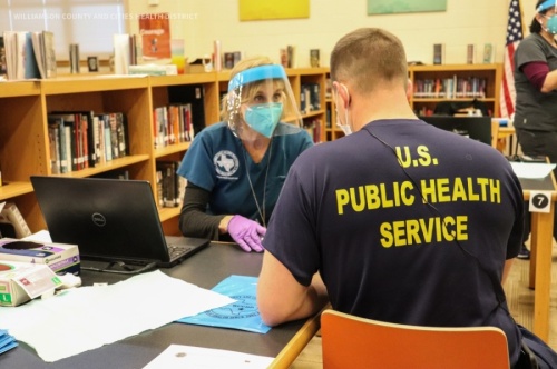 Frontline workers received the COVID-19 vaccine during the five-day vaccination clinic that started on Dec. 26 at Hutto High School. (Courtesy: WCCHD)
