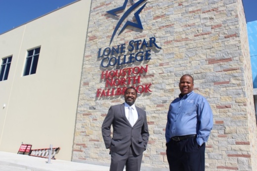 LSC-Houston North President Dr. Quentin Wright, left, said the new campus was funded through a partnership with Fallbrook Church spearheaded by Senior Pastor Michael Pender. (Hannah Zedaker/Community Impact Newspaper)