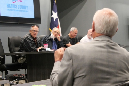 Harris County Emergency Services District No. 11 commissioners hear a report from Executive Director Doug Hooten on Jan. 7. (Andy Li/Community Impact Newspaper)