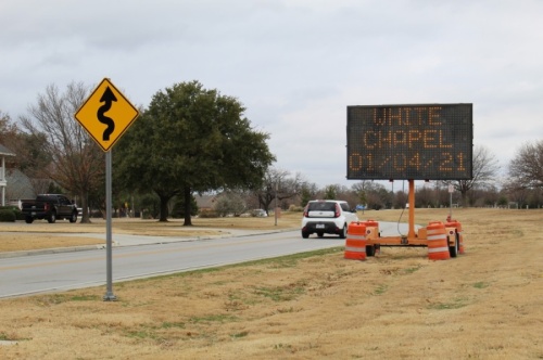 Colleyville and Southlake residents are facing detours on Pleasant Run Road and White Chapel Road due to a closure of the bridge over Big Bear Creek. (Kira Lovell/Community Impact Newspaper)