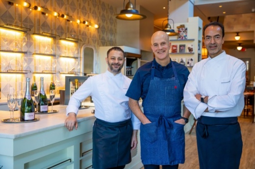 From left: Chefs Salvatore Martone, Jonathan Benno and Alain Verzeroli—all Michelin star recipients—are part of a team bringing two restaurant concepts to the Museum of Fine Arts, Houston in 2021. (Shannon O'Hara/Bastion Restaurants)