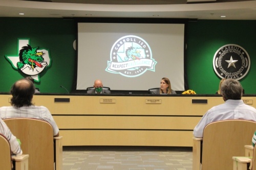 Members of the Carroll ISD board of trustees unanimously approved two resolutions extending the Families First Coronavirus Response Act on Jan. 11. (Sandra Sadek/Community Impact Newspaper)