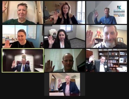 The Houston Northwest Chamber of Commerce's 2021 board of directors was sworn in during a ceremony performed by Judge Lincoln Goodwin on Jan. 14. (Screenshot via Zoom)