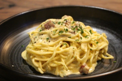 Zanti offers its take on carbonara pasta. ($16) (Andrew Christman/Community Impact Newspaper)