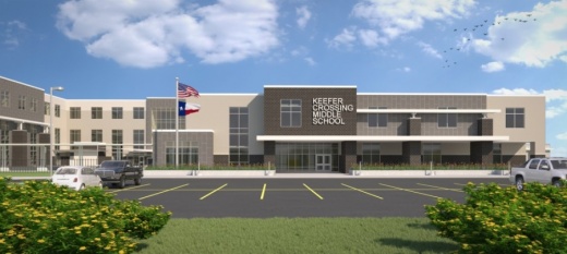 New Caney ISD's board of trustees approved rezoning middle school attendance zones ahead of Keefer Crossing Middle School's opening. (Rendering courtesy New Caney ISD)