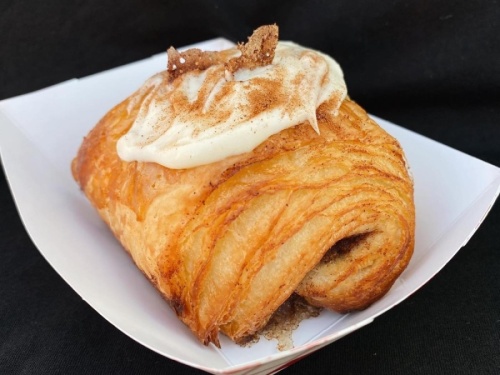Teal House Coffee & Bakery’s menu includes items such as the cinnamon roll croissant. (Courtesy Teal House Coffee & Bakery)