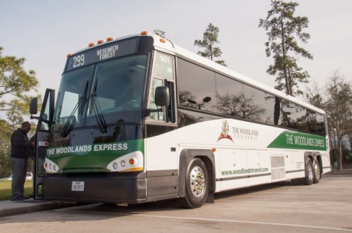 Park and ride services from The Woodlands currently operate from several locations, including Sawdust Road. (Courtesy The Woodlands Township)