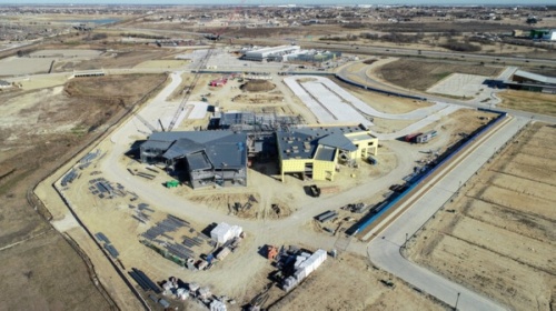 Aerial photo of elementary school construction