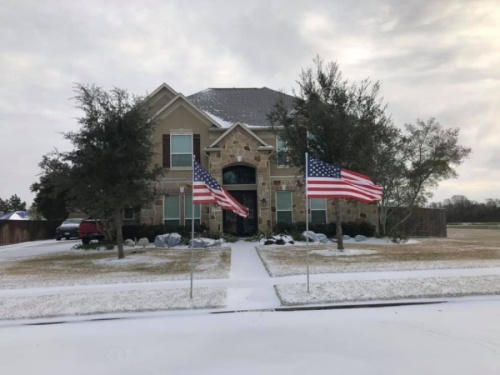 Woodcreek Reserve in Katy was dusted in snow Feb. 15. (Courtesy Valerie Rylant Worster)