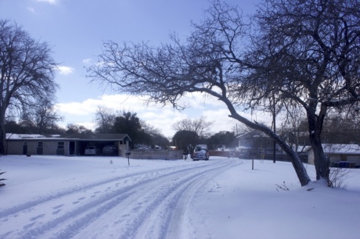 After snow fell in the Austin area overnight Feb. 14 into Feb. 15, nearly 200,000 Austin Energy customers remained without power into the afternoon of Feb. 15. (Jack Flagler/Community Impact Newspaper)