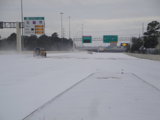 Roads remain slick as about 1.3 million customers in the Houston region still remain without power. (Courtesy Houston METRO)