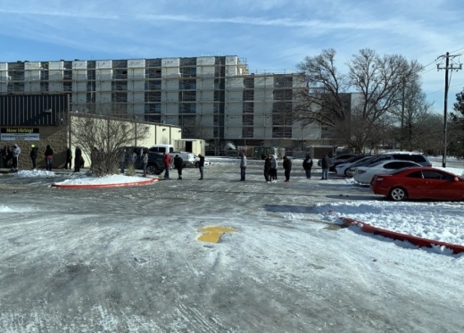 Photo of a line in the cold