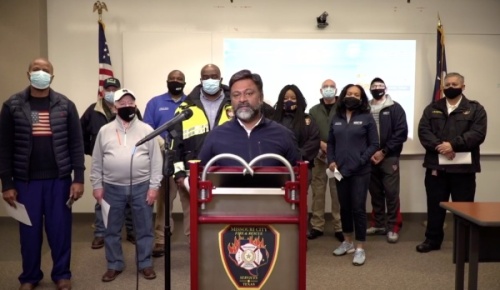 Missouri City officials updated the community on the ongoing effects of the winter storm at a press conference Feb. 17. (Screenshot courtesy city of Missouri City) 