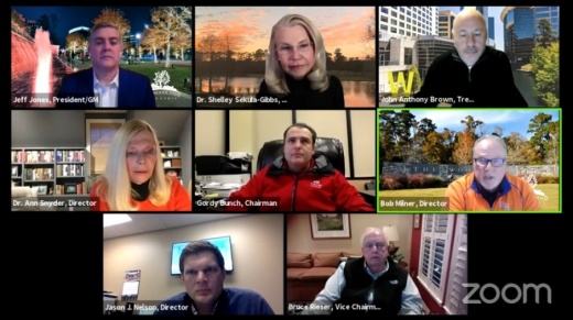 The Woodlands Township board of directors held a virtual meeting Feb. 18. (Screenshot courtesy The Woodlands Township)
