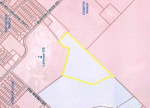 No street address has yet been assigned to the property, but the agricultural land lies closest to Bunton Creek Road and borders the southern boundary of Lehman High School. (Screen shot courtesy city of Kyle)