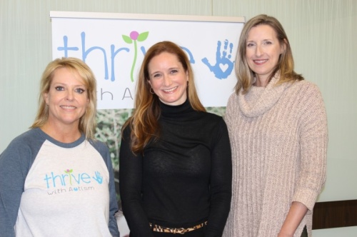From left to right: Director of Community Relations Stacy Grimes, founder and President Elizabeth Goldsmith, and Licensed Behavior Analyst Adrienne Sodemann help lead Thrive with Autism. (Adriana Rezal/Community Impact Newspaper)