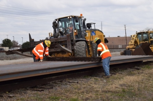 Two hundred rail pieces were delivered east of Shiloh Road in Plano in late 2020, according to a Dec. 18 DART release. (Courtesy Dallas Area Rapid Transit)