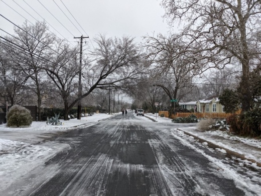 Ice covered utility lines across Austin. (Iain Oldman/Community Impact Newspaper)