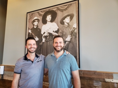 From left: Owners and brothers Trey and Ryan Wolslager opened Republic Kitchen and Bar in 2019. (Ali Linan/Community Impact Newspaper)