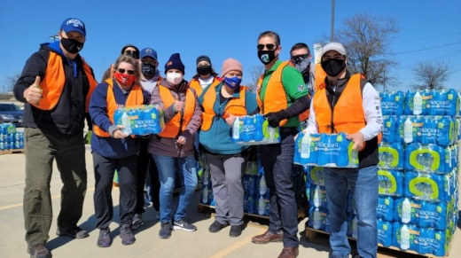 Pflugerville volunteers distributed more than 2,500 cases of water to residents in need. (Courtesy Rotary Club of Pflugerville)