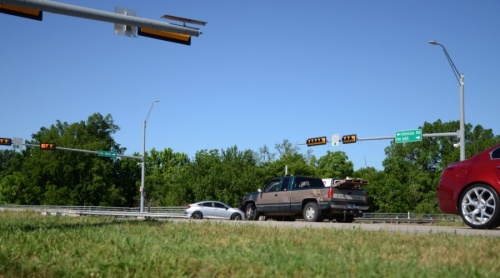 Intersection improvements include a displaced left-turn lane, an intersection component aimed at providing "congestion relief within the existing right-of-way," according to a city news release. (John Cox/Community Impact Newspaper)