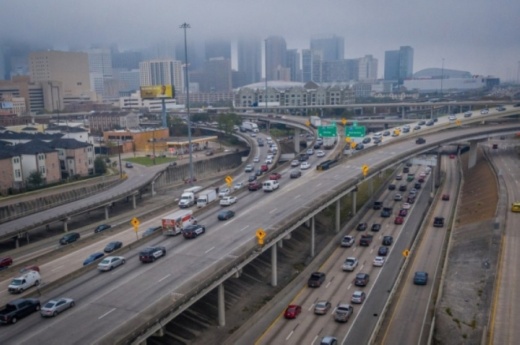 I-45 view from above approaching downtown