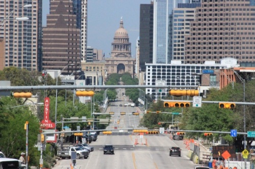 Photo off the Austin skyline from S. Congress Street