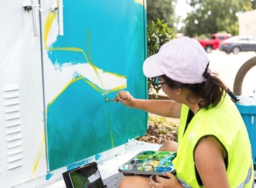 To increase public art and make League City more attractive, officials are launching a campaign to paint “mini murals” on traffic utility boxes across the city through the fall. (Courtesy city of League City)