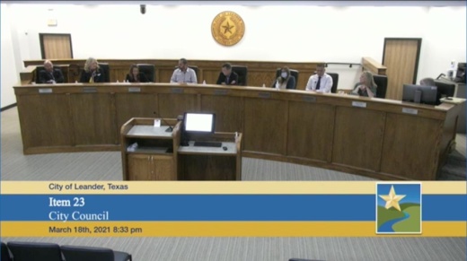 Screenshot from March 18 city council meeting