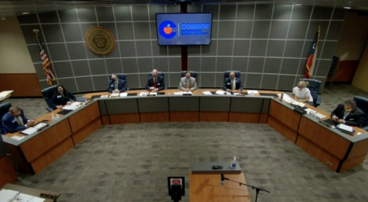 Conroe ISD's board of trustees met for a regular meeting March 23. (Screenshot courtesy Conroe ISD)