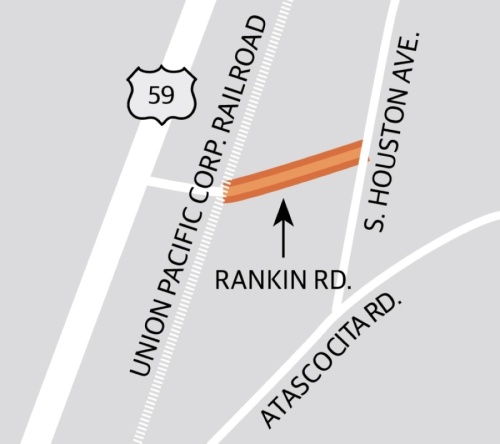 The Rankin Road improvement project will widen and repave the roadway between the Union Pacific Corp. railroad and South Houston Avenue. 