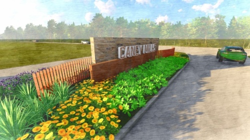 Caney Mills will be located just north of Hwy. 105. (Reendering courtesy The Signorelli Company)